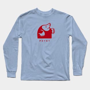 Small chonky mole with round body. Minimal design in red ink Long Sleeve T-Shirt